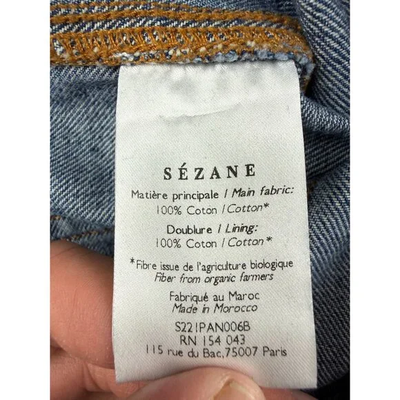 SEZANE Denim High Waisted Button Fly Straight Leg Jeans Medium Light Size 28 - Picture 7 of 12